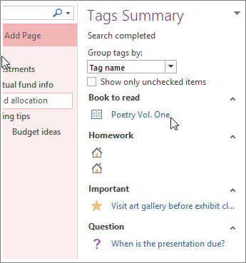 onenote for mac find tags